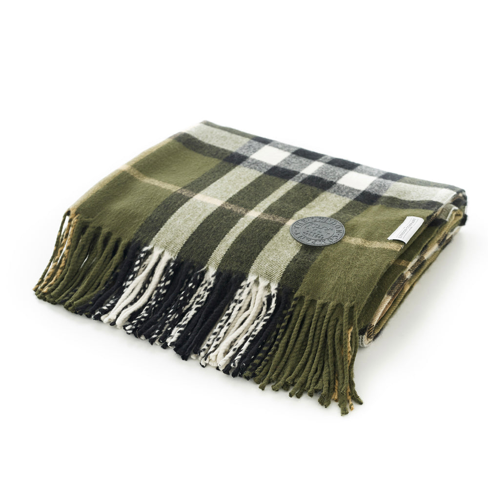 Fergus Tartan Faux Cashmere Large Throw | Green