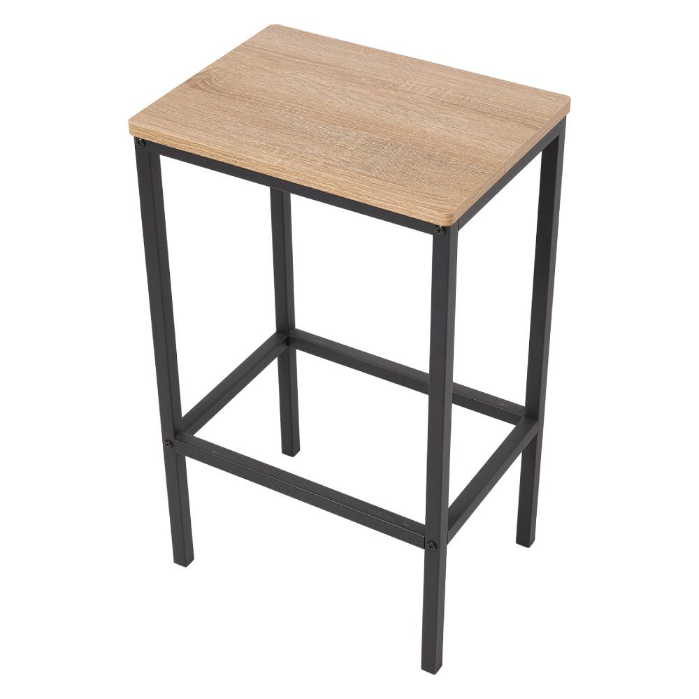 5-piece Bar Table Set With 4 Stools, Industrial Wood Grain Breakfast Bar Dining Set With Black Metal Frame