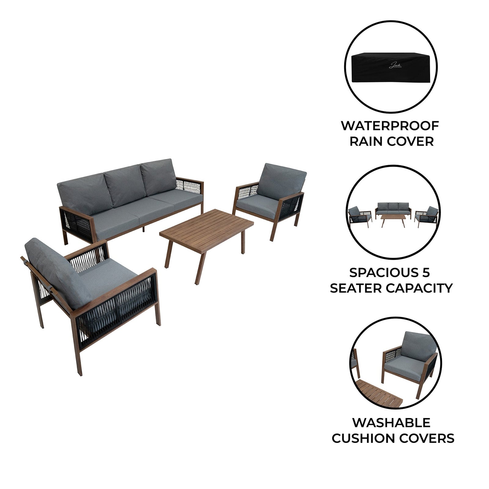 Aluminium 4 Piece Sofa Set | Grey