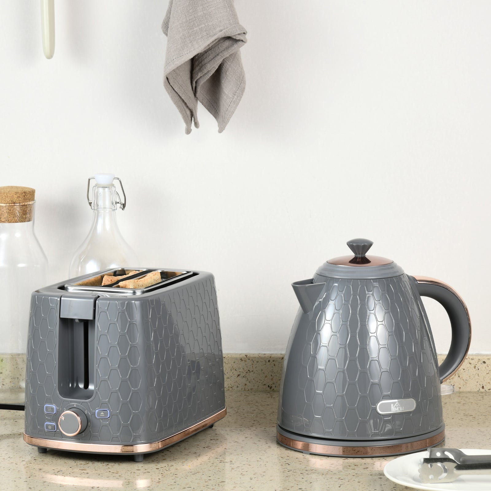 1.7l Kettle and 2 Slice Toaster Set With Defrost Reheat | Medium