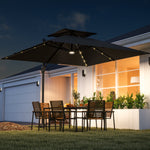 3.5x3m Cantilever Parasol, Solar Led Lights | Black