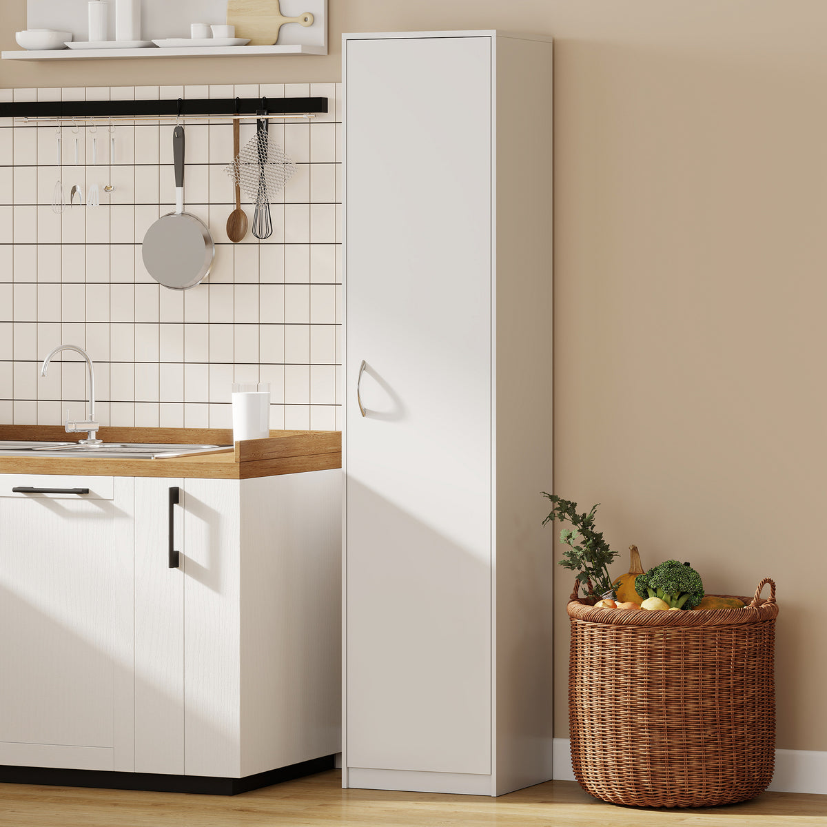HOMCOM 5-tier Pantry Storage Cabinet With Adjustable Shelves For Dining Room