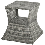 Rattan Side Table Outdoor Tea Coffee Table W/ Umbrella Hole