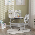 Kids Desk And Chair Set W/ Tiltable Desktop Reading Rack | Grey