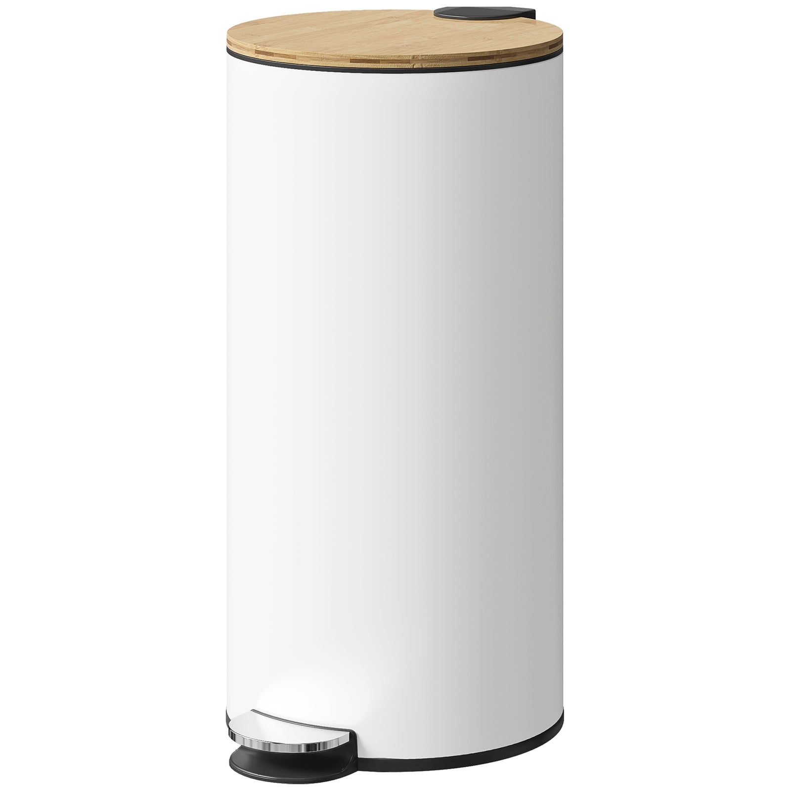 Kitchen Bin, 30 Litre Pedal Rubbish Bin With Removable Bucket | White