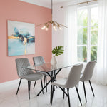 Stylish Miami Dining Table Set With 4 Velvet Amelia Chairs | Grey