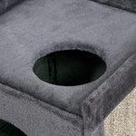 81cm Cat Scratching Barrel With Two Cat Houses For Indoor Cats - Grey