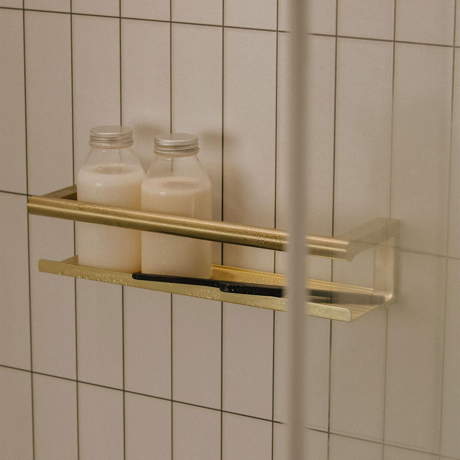 Bathroom Shelf, Organizer, Glass Wiper, Architect S+ Collection | Gold