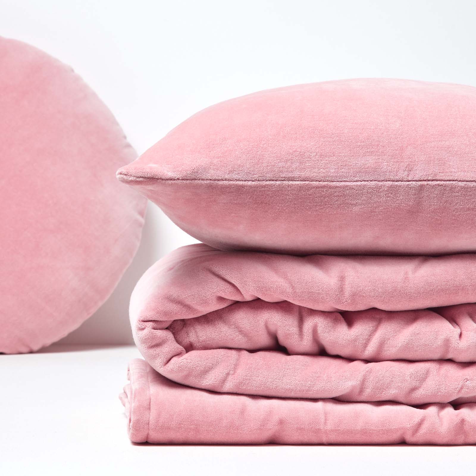 Velvet Cotton Quilted Throw | 125cm x 150cm | Pink