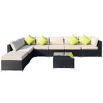 8pc Rattan Sofa Garden Furniture Aluminium Outdoor Patio Set | Black
