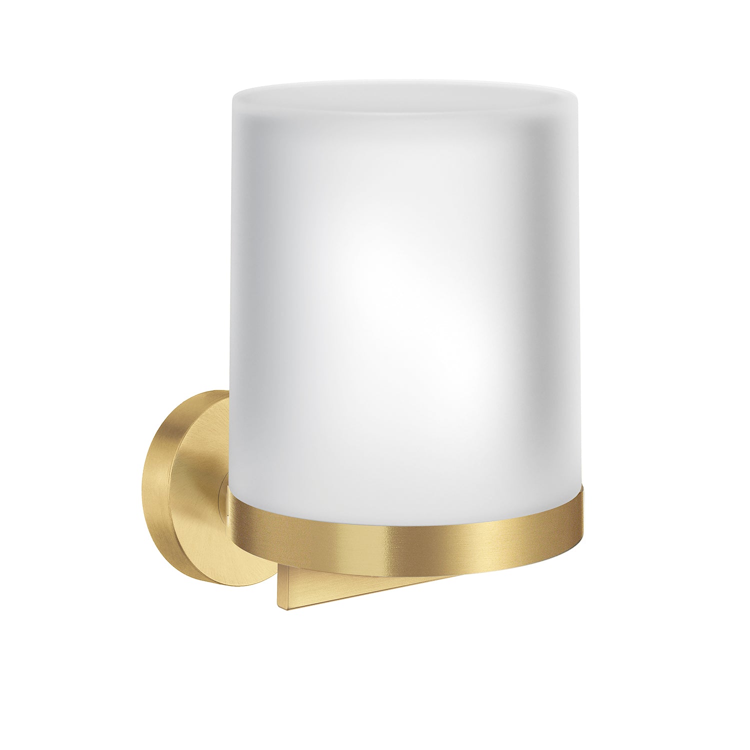 Frosted Glass 150ml Soap Dispenser With Round Wall Mount | Polished Brass