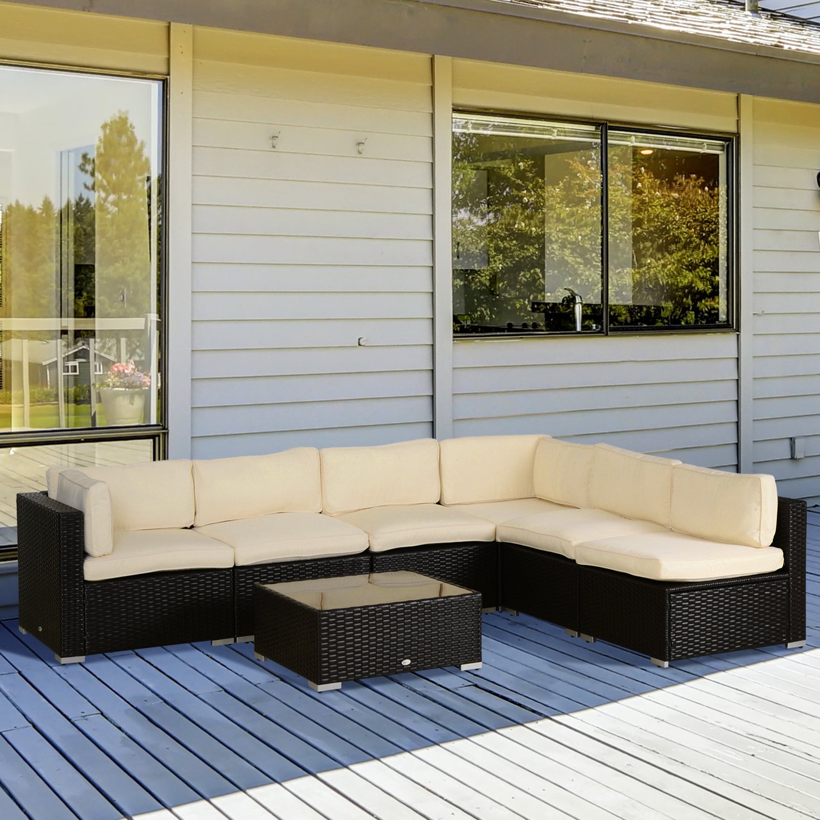 Garden Sofa Set Polyester Cover Replacement No Cushion | Beige