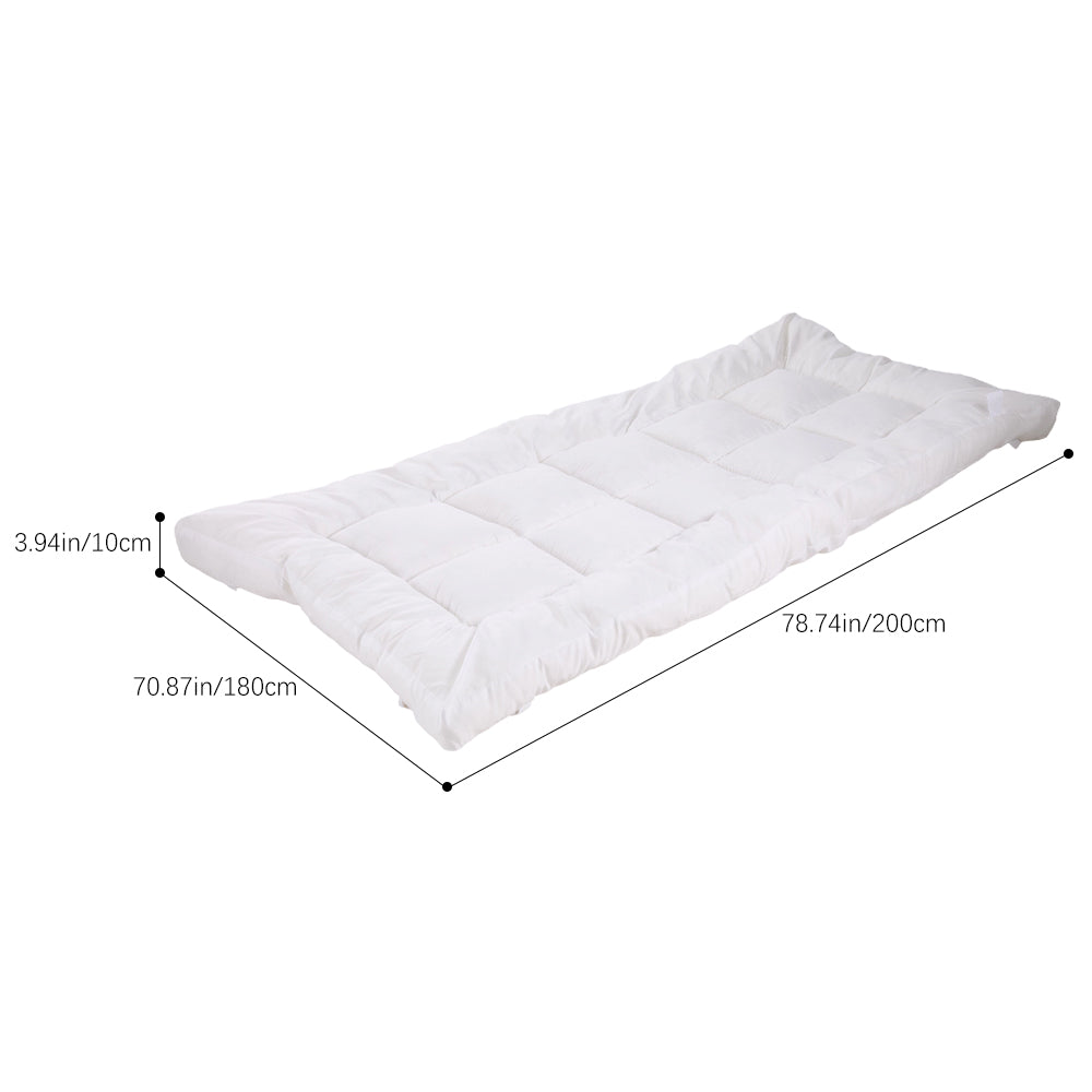 Quilted Mattress Topper With Thick 10cm Padding – Soft Brushed Fabric, Breathable Support & Secure Fit Straps | Super King | White