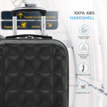 45x36x20cm Lightweight Underseat Cabin Carry On Suitcase - 100+ Airline Approved - Hard Shell Luggage - 4 Wheels - Bubble Design | Cabin | Black