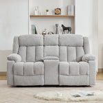 Lovell 2 Seat Manual Recliner Sofa With Central Console | Light Grey