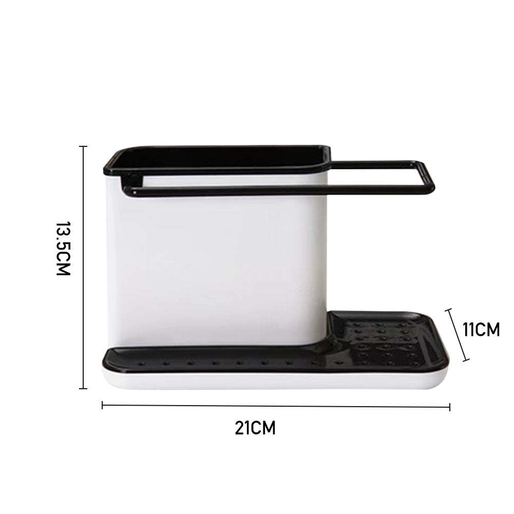 Kitchen Sponge Cloth Holder Sink Caddy Organiser | Black & White