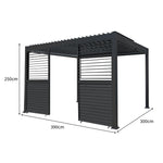 Aluminium Pergola With Anthracite Blinds, 2 X Side Panels & Led Lights | 3m x 4m | Anthracite