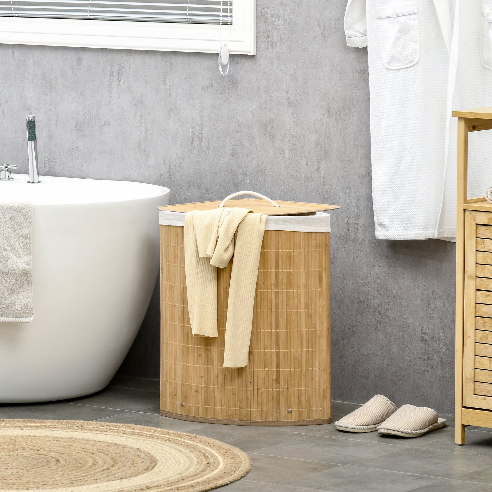 55l Bamboo Corner Laundry Hamper Bamboo Laundry Basket | One Size | Natura