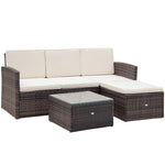 3pc Pe Rattan Wicker Set 3-seater Sofa Footstool Table