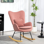 Velvet Rocking Chair With Lumbar Pillow, Bedroom