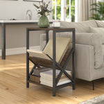 HOMCOM Narrow Side Table, Slim with 3-Tier Storage, 40 x 30 x 61 cm, Oak