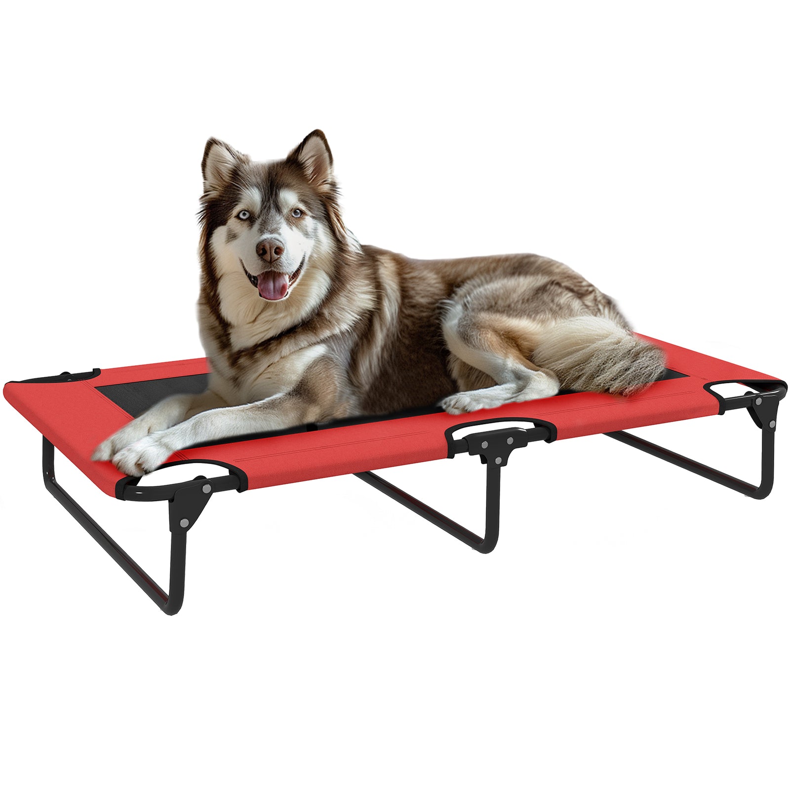 Pawhut Raised Dog Bed With Breathable Mesh For Large Dogs, Red