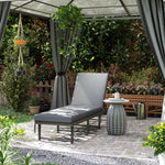 Folding Rattan Sun Lounger With Adjustable Back, Cushion | Grey