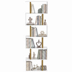 S-shaped Bookshelf, 6-tier Bookcase With Anti-tip Strap | White