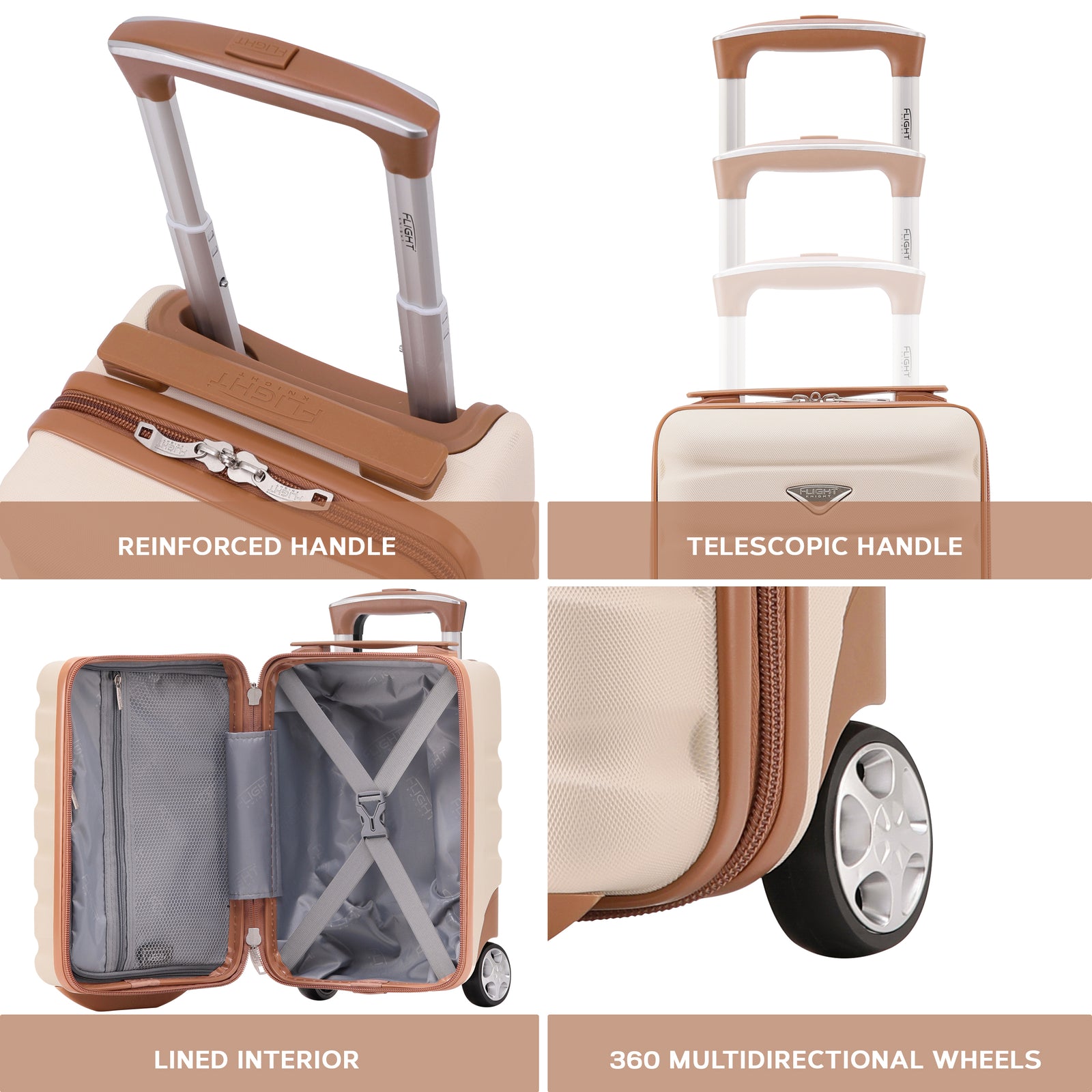 40x20x25cm Hard Case Cabin Suitcase Ryanair Free Approved Carry On | Cabin | Cream