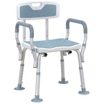 Eva Padded Shower Stool With Back And Arms Foot Pads | One Size | Light Blue