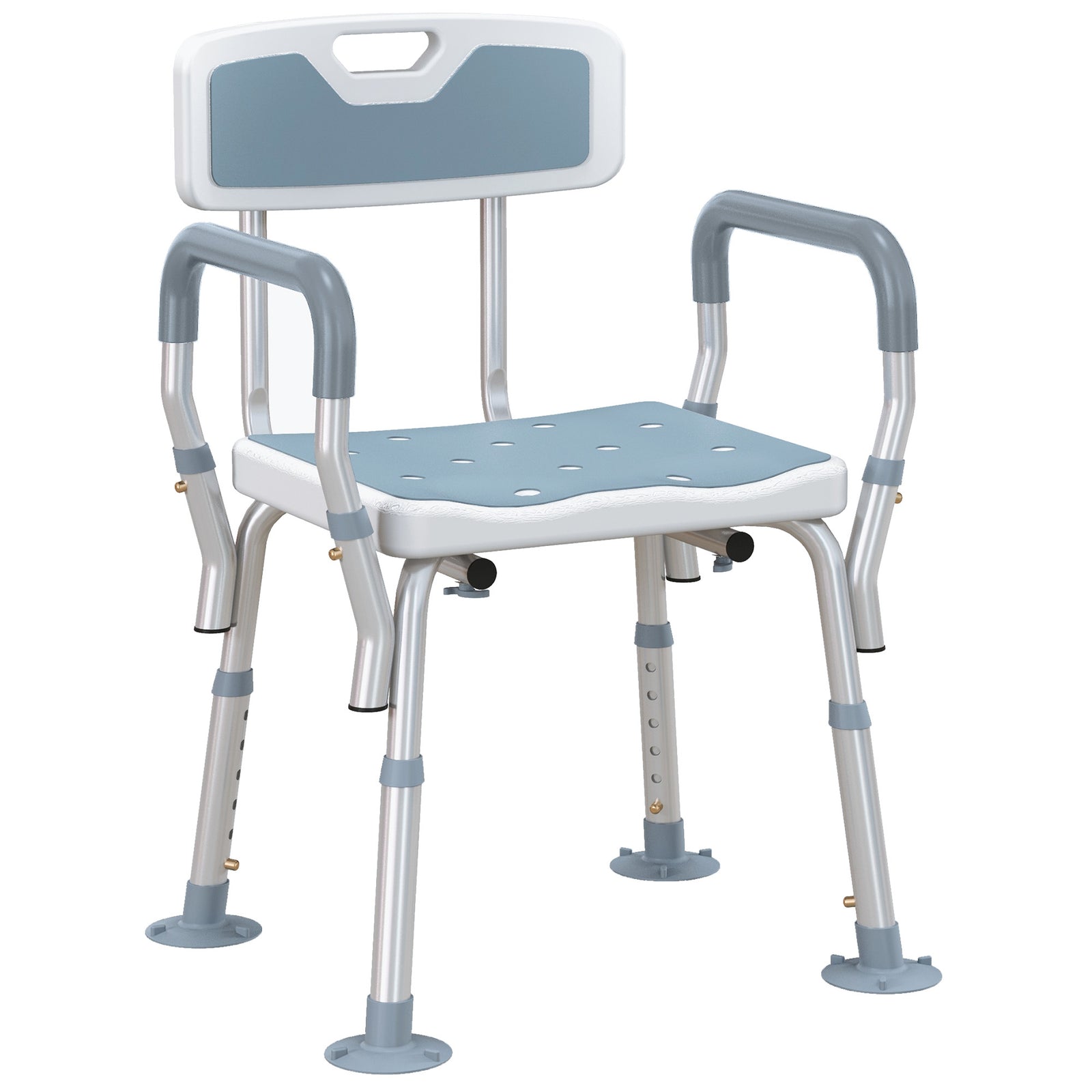 Eva Padded Shower Stool With Back And Arms Foot Pads | One Size | Light Blue