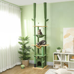225-255hcm Floor To Ceiling Cat Tree W/ Hammocks, Condo - Green