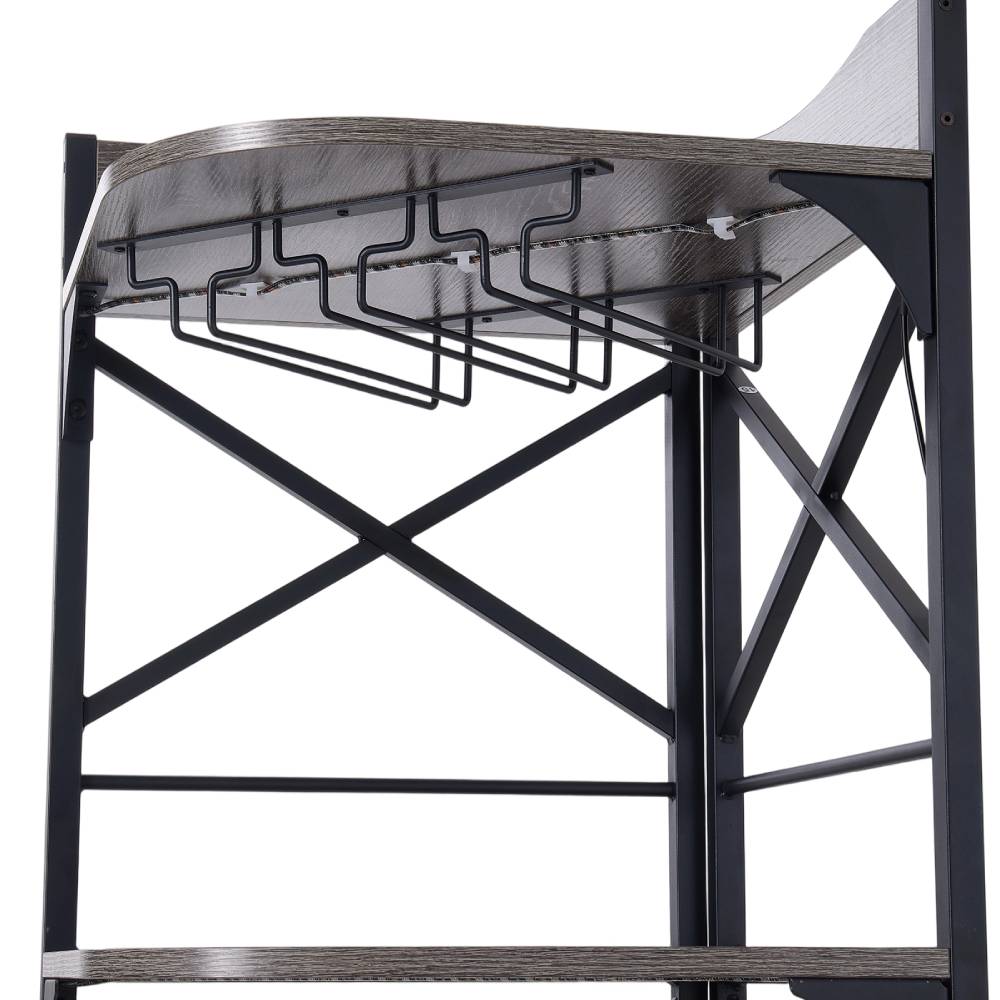 5-tier Corner Bar Cabinet With Built-in Power Outlet And Led Lights | Grey