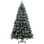 5/6/7ft Artificial Pine Christmas Tree With Pinecones, Steel Base | 7ft | Green