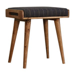 Solid Mango Wood Pewter Tweed Tray Style Footstool