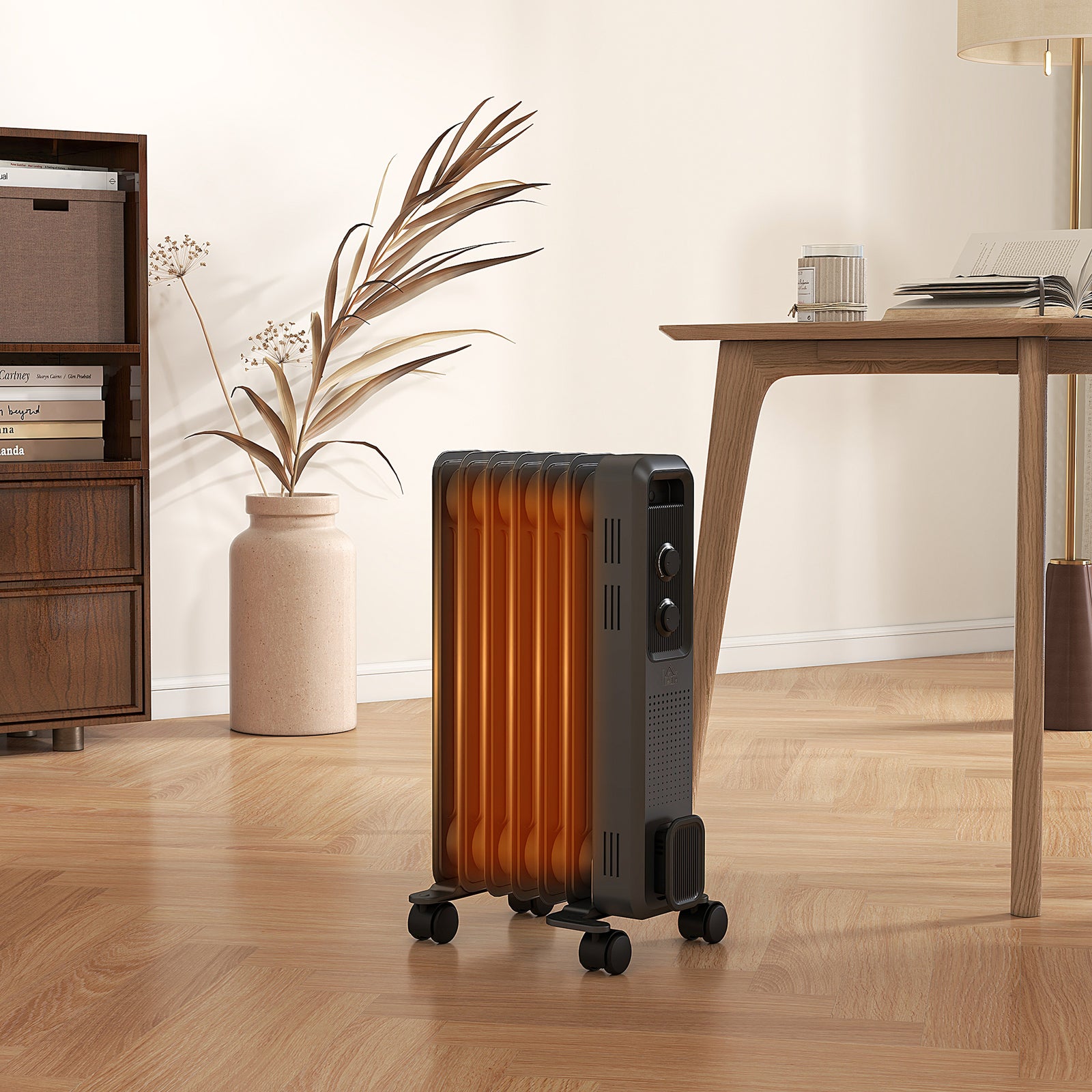 7/9/11 Fin Oil Filled Radiator Portable On Wheels | Small | Gray