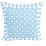 Cotton Stripe Border And Stars Cushion Cover | 60cm x 60cm | Blue