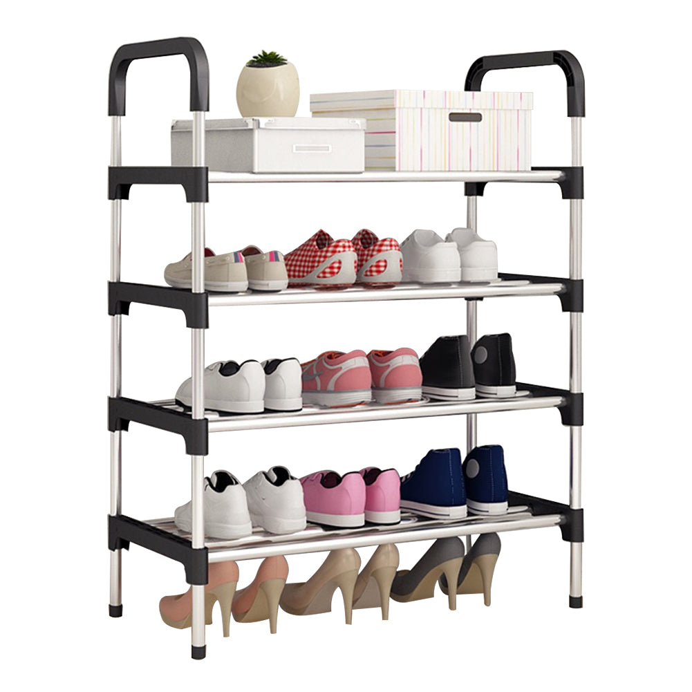 Multi Tiers Shoe Rack Organizer Stackable Space Saving Shoe Shelf | 4 | Black