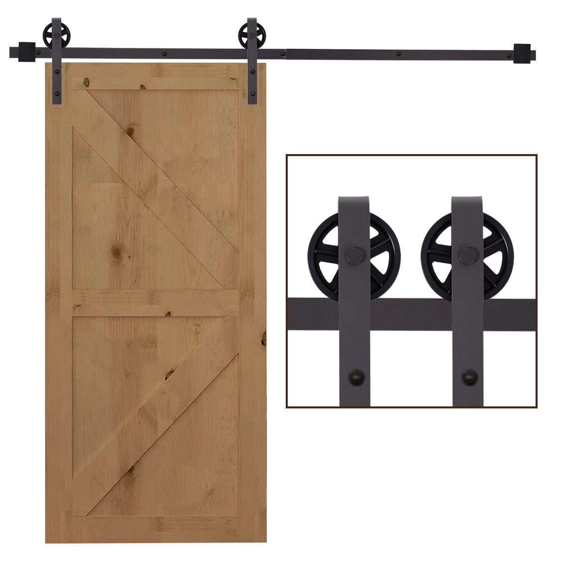 6ft/1830mm Carbon Steel Sliding Barn Wood Door Hardware Closet Track Set
