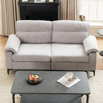 Minimalist Chenille Fabric Two-seat Sofa With Wooden Frame & Black Metal Legs | Grey
