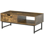 Industrial Coffee Table With Shelf And Drawer