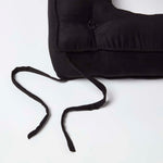 Faux Suede Coccyx Dining Chair Cushion With Ties | 40cm x 40cm | Black