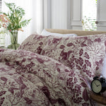 Hidden Forest Mulberry 100% Cotton Brushed Duvet Cover Set | Super King | Red