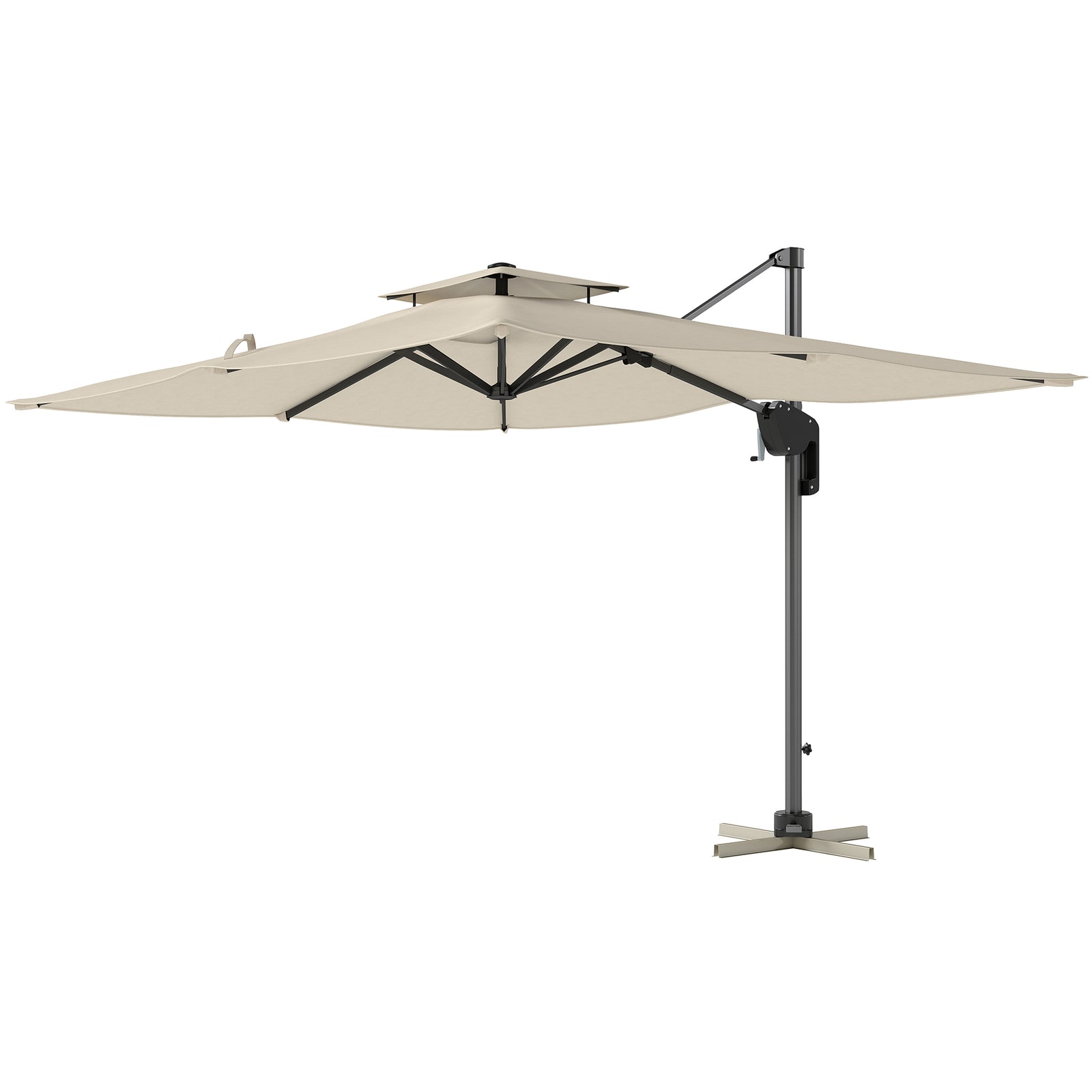 3.7x2.7m Cantilever Parasol, Hanging Offset Umbrella | Black