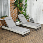 3pc Rattan Sun Lounger Set W/ Cushions
