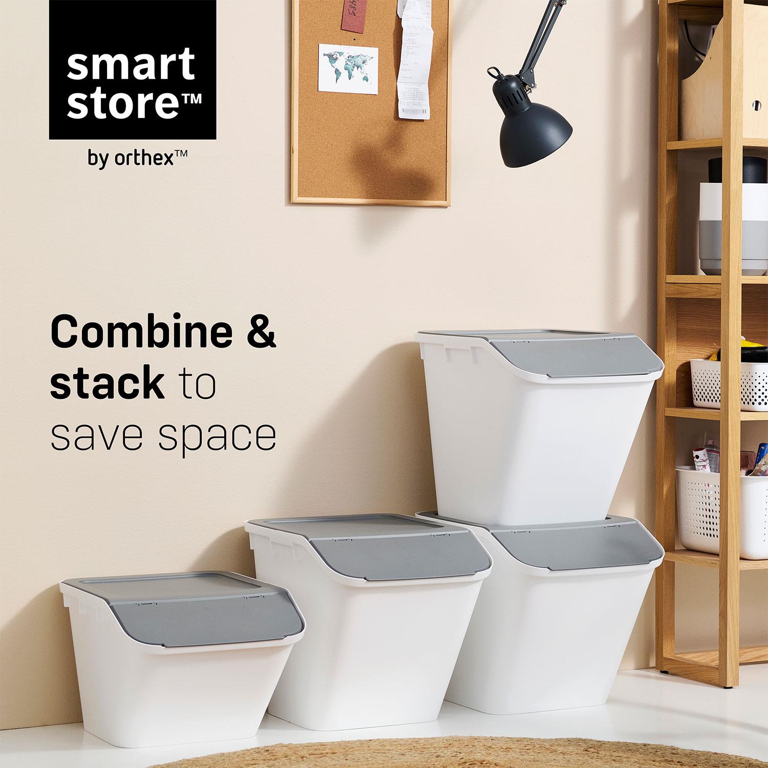 Collect Stack-it Multipurpose Storage Bin With Lid | Large | White