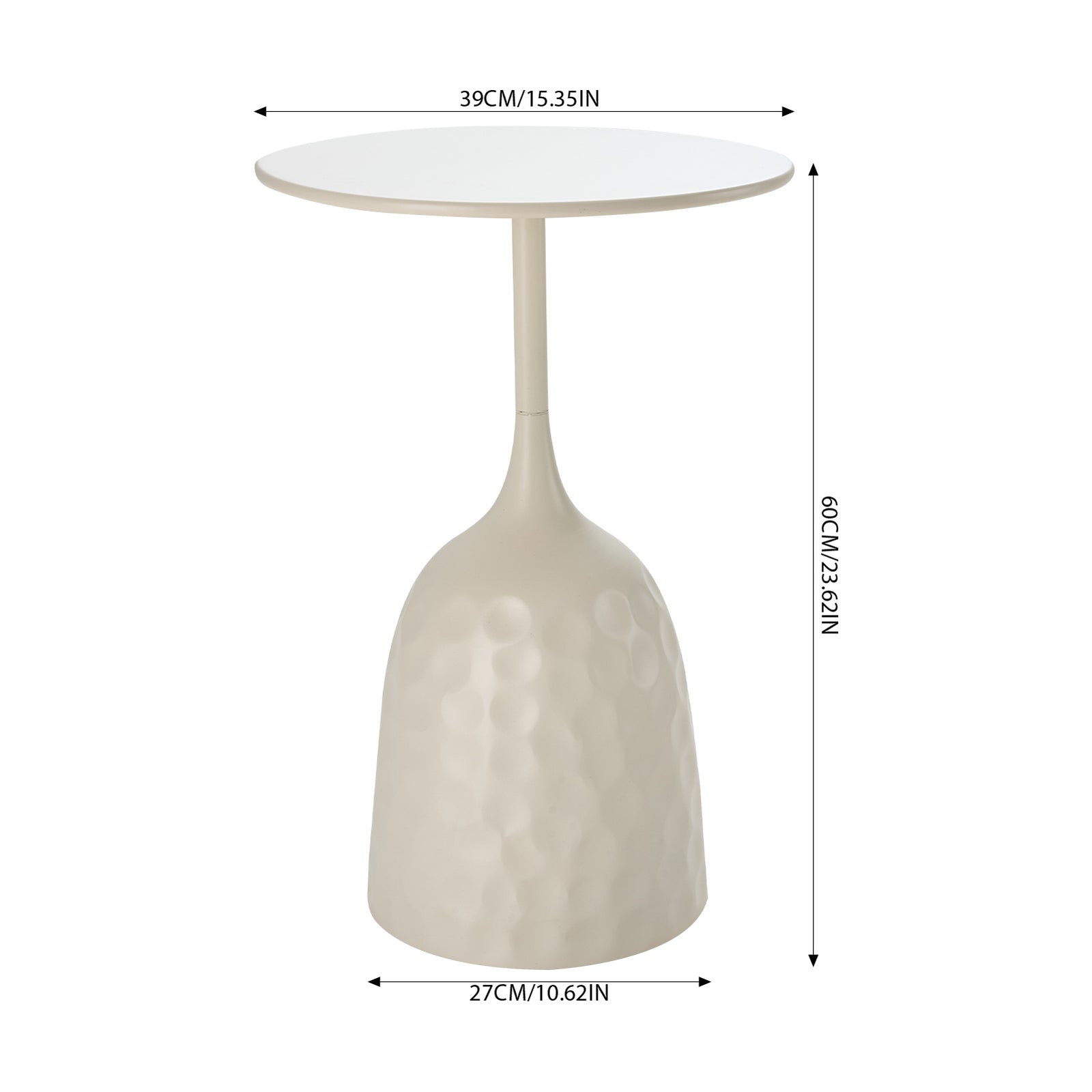 Breeins Modern Cream White Metal Side Table