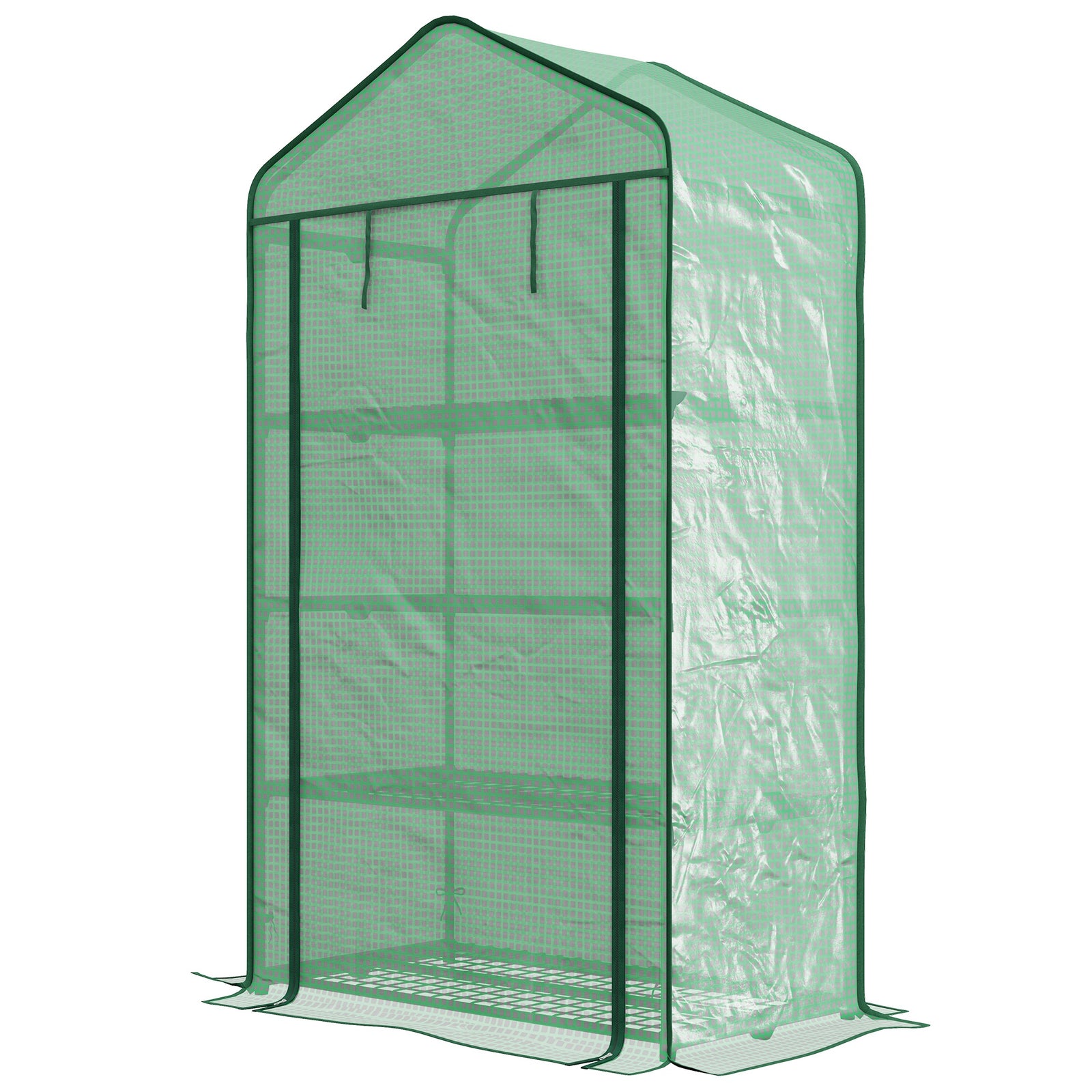 90x49x160cm Small Greenhouse W/ Shelves - Green