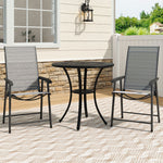 3 Pcs Bistro Set Cast Aluminium Round Patio Dining Table With Foldable Chairs