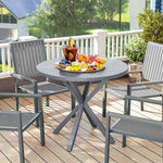 85cm Round Dining Table, Steel Frame, Wood Effect